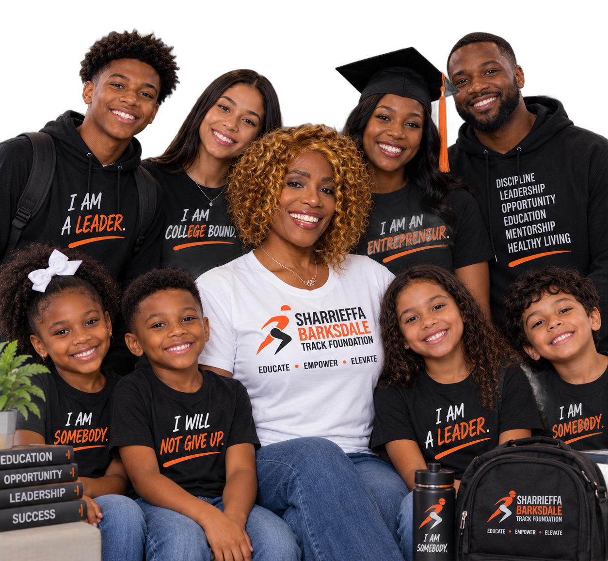 Sharrieffa Barksdale with a group of foundation youth